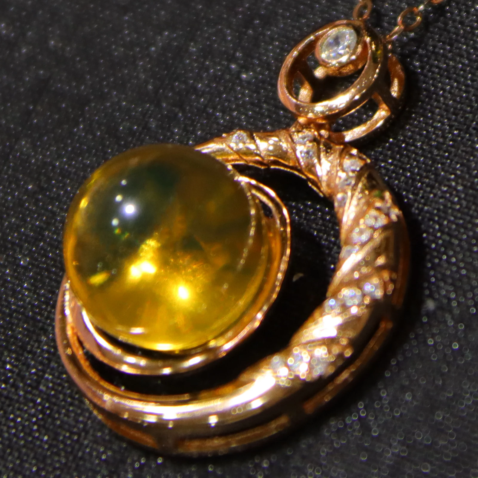 Solid Silver Inlay Natural Mexican Blue Amber Pendant Double Ring Wrapped Bead Geometric Design 11mm