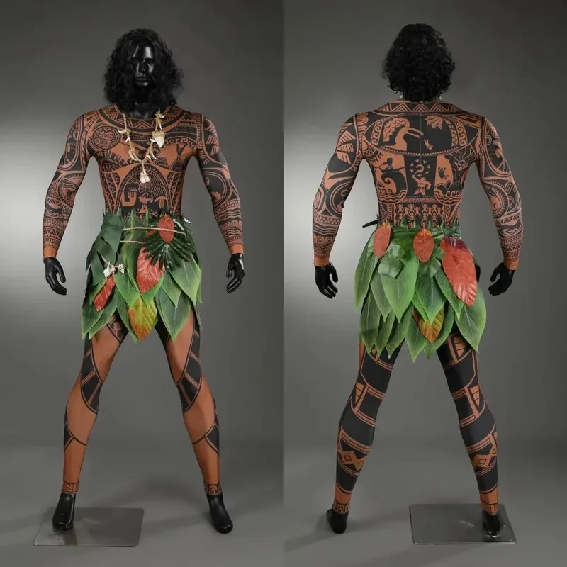 Verkleidung Maui Cosplay Kostüm ManTop Hosen Blattrock Outfit Männliche Halloween-Kostüme Komplettset und Einzelartikel werden hhgv verkauft