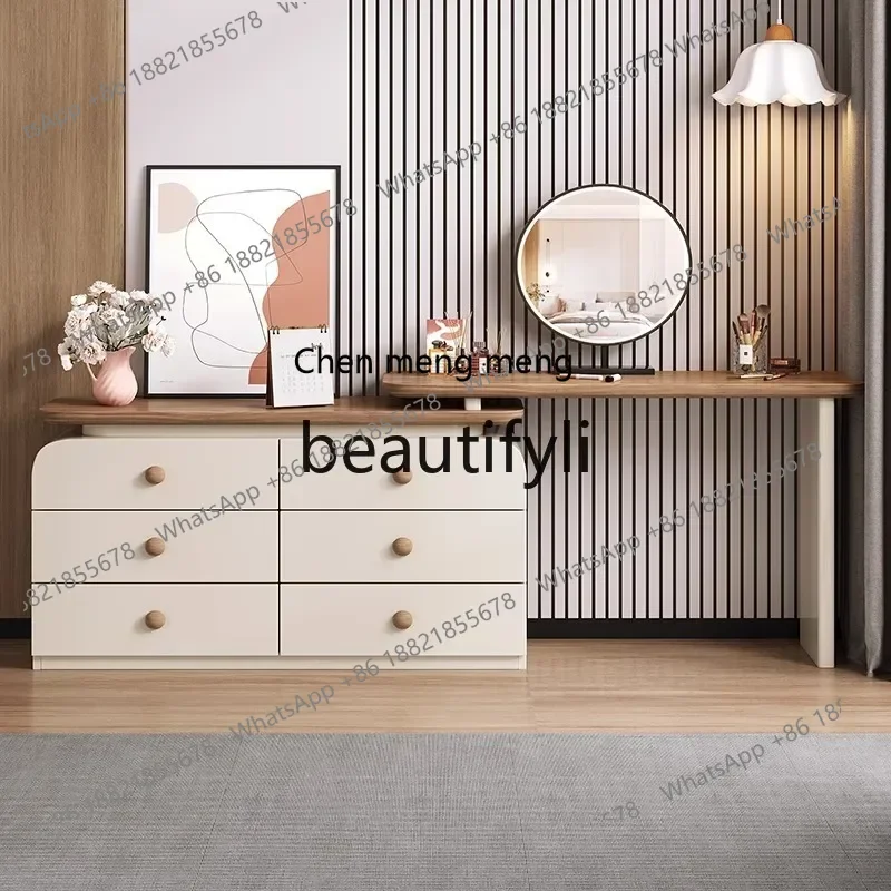 Bedroom simple dresser chest integrated solid wood small cabinet medieval storage cabinet makeup table2936