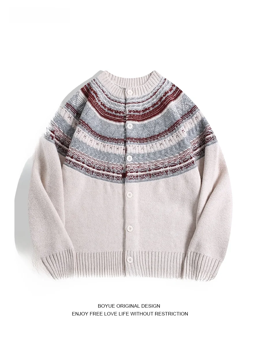 

BOYUE Korean Sle Vintage Knitted Open Cardigan ex Personali Sweater Jaet Trendy Long Sve round Ne Warmth