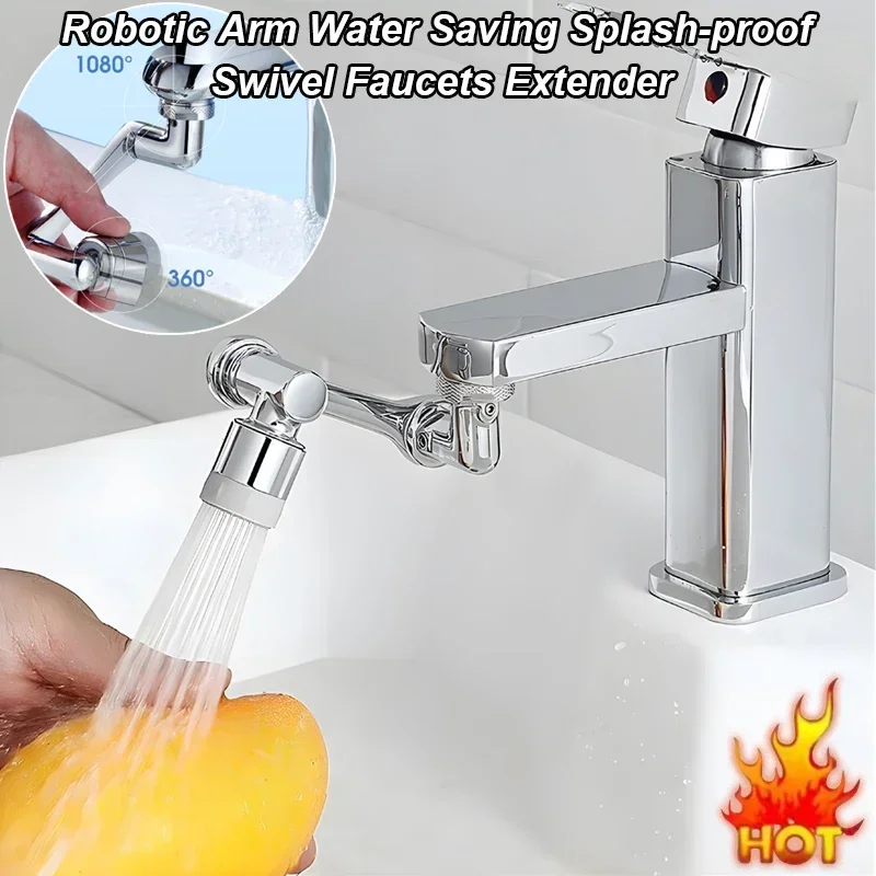

New Universal Robotic Arm Faucet Aerator Water Saving Splash-proof Swivel Faucets Extender 1080° Rotating Sink Taps Attachment