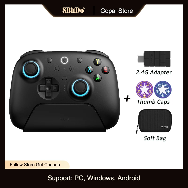 8BitDo Nieuwe Ultimate 2 Wireless, TMR-joysticks en Hall-effect-triggers-controller met oplaadstation voor pc, Windows 10,11, Android