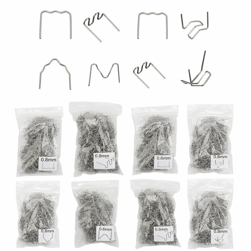800pcs Precut Plastic Welding Staples 0.6mm-0.8mm Hot Wave Design Repair Welder Staples Flat Shape Hot Wave Flat Staples