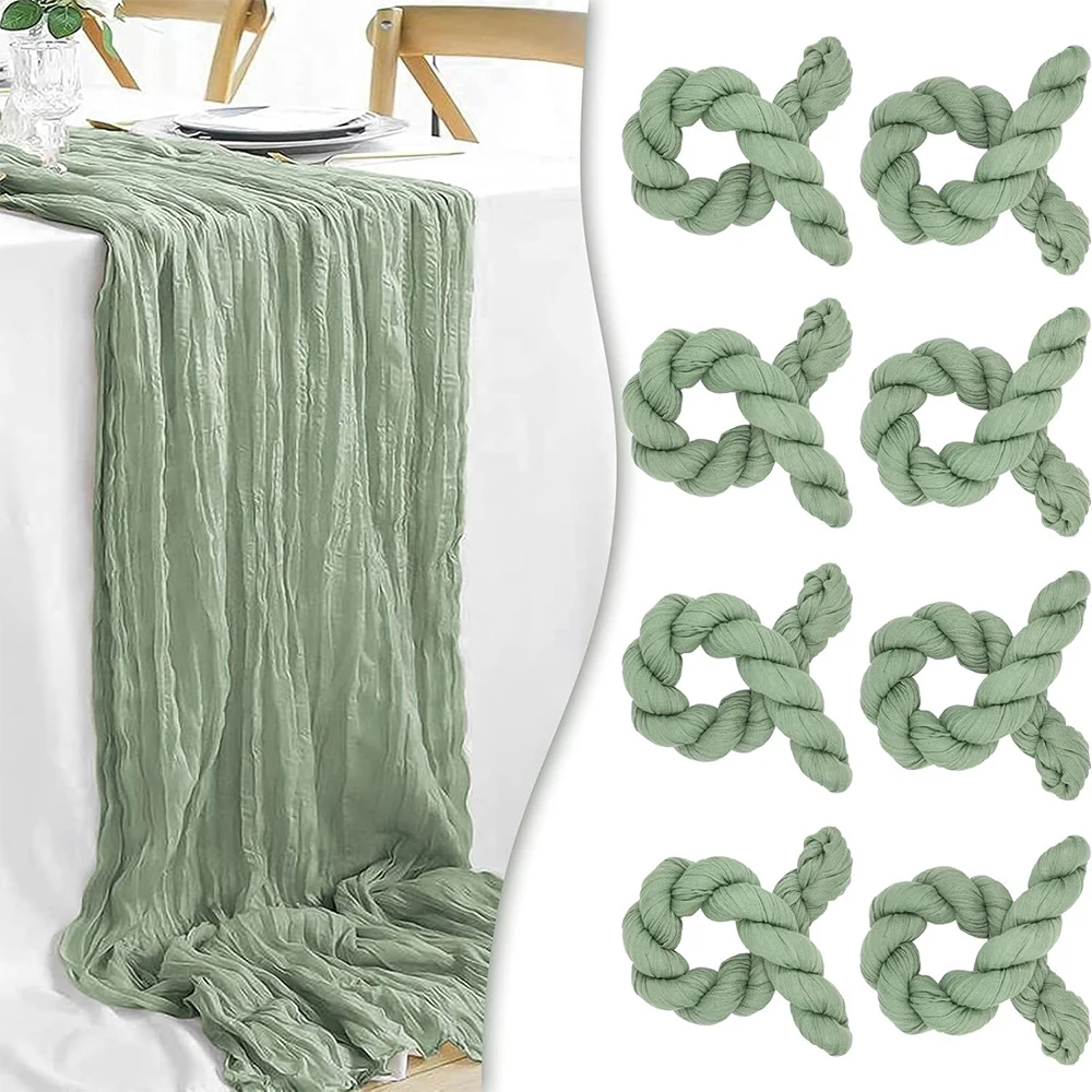 Sage Green Gauze Table Runners Boho Rustic Cheesecloth Table Runner Wedding Party Bridal Shower Birthday Summer Home Decorations