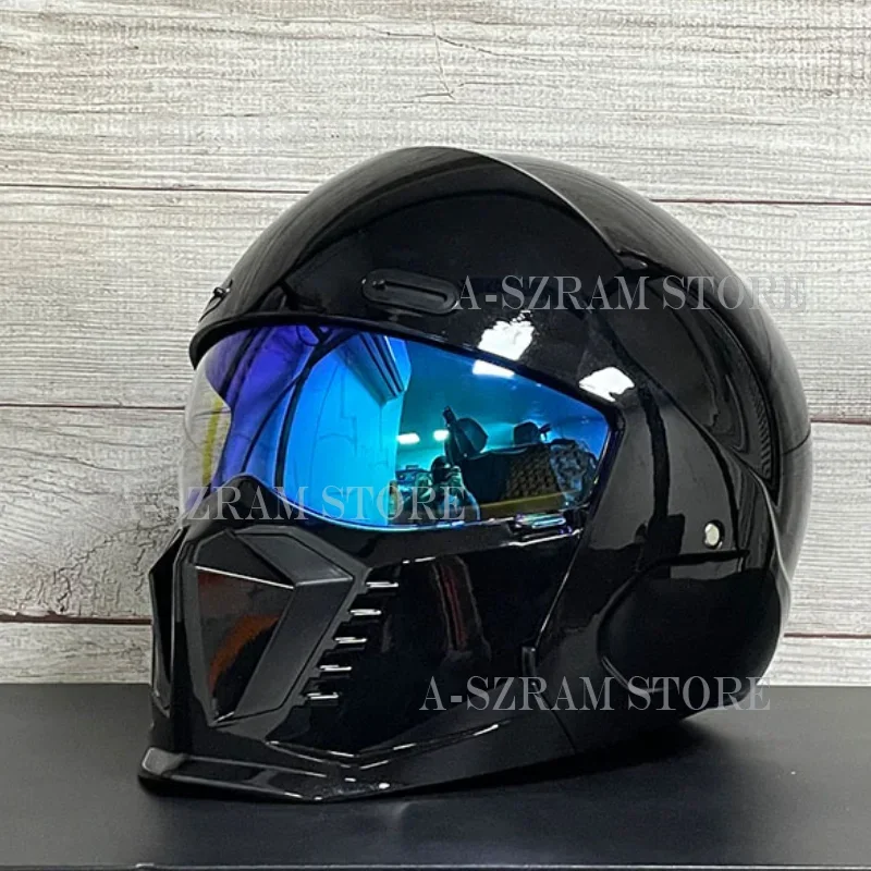 

3C Certified Helmet Motorcycle Retro Combination Full Helmets Large Sizes Cruise Locomotive Bluetooth Half Helmet Winter