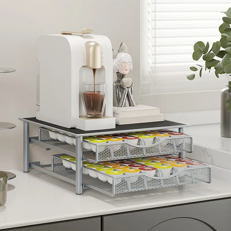 Double Layers Coffee Capsule Drawer Dolce Gusto Machine Holder Coffee Capsule Storage Pod Rack