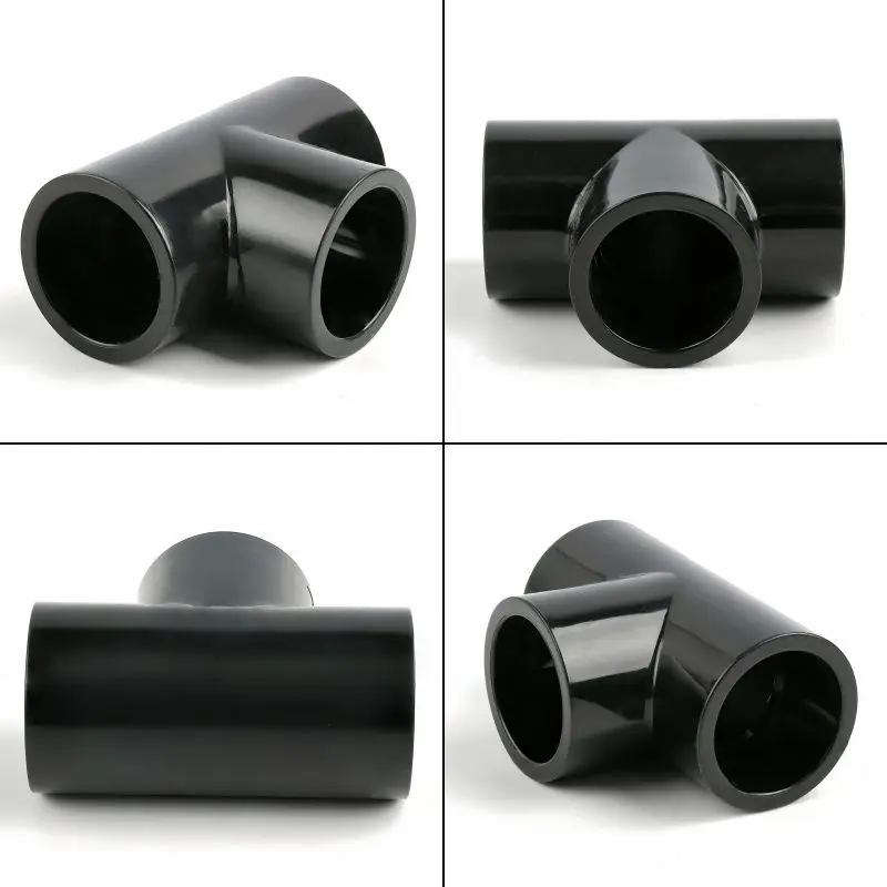 1~3PCS I.D 20~50mm Black PVC Tee Connector Aquarium Fish Tank Water Supply Drainage Irrigation Adapter Garden Water Tube Joints