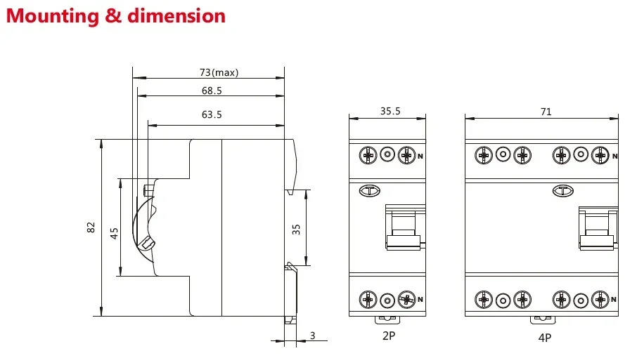 Verkauf geya gyl8 ac typ rcd elcb rccb din rail Fehlerstrom schutzsc halter 25a 40a 63a ce cb genehmigt