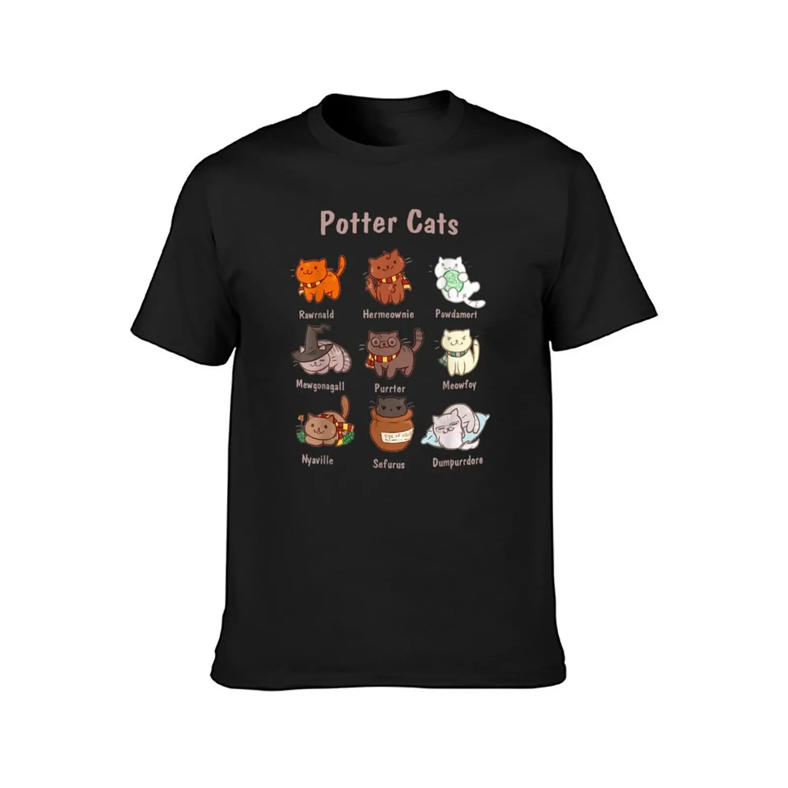 Potter Cats T-Shirt vintage new edition korean fashion customs design your own oversized t shirt men