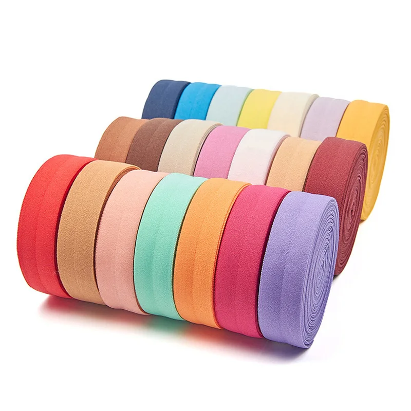 10 Yard 2 cm umklappbares elastisches Stretch-geflochtenes Gummiband, gewebtes Polyester-Spandex-Band zum Nähen, Spitzenbesatz, Bekleidungszubehör