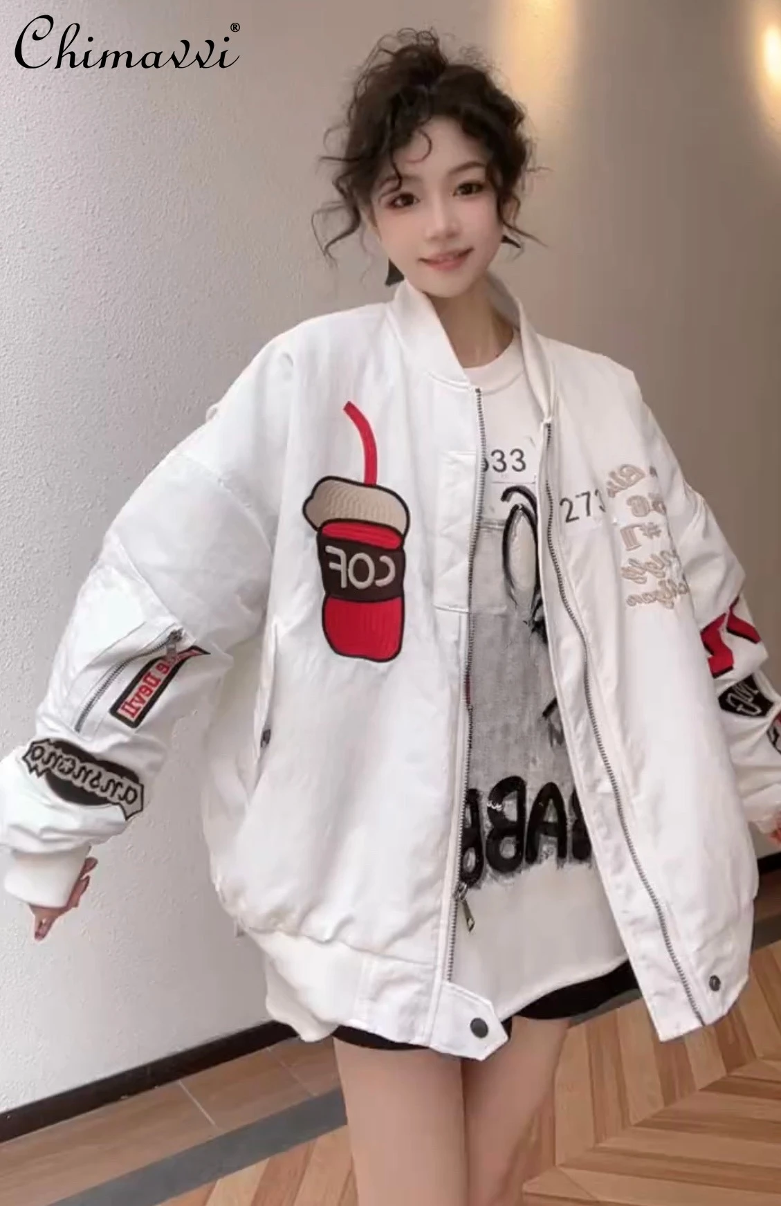 2025 New Autumn Clothes Heavy Embroidery Baseball Jacket Cool Girls Loose Fashion High-end Long Sleeve Casual Women's Coat Tops