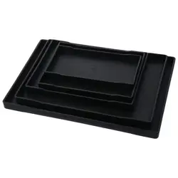 Multi-Purpose Wood Grain Black Tray Plastic Rectangle Serving Trays Decorative Tray Bed Table Tray Kitchen Decoration Tools