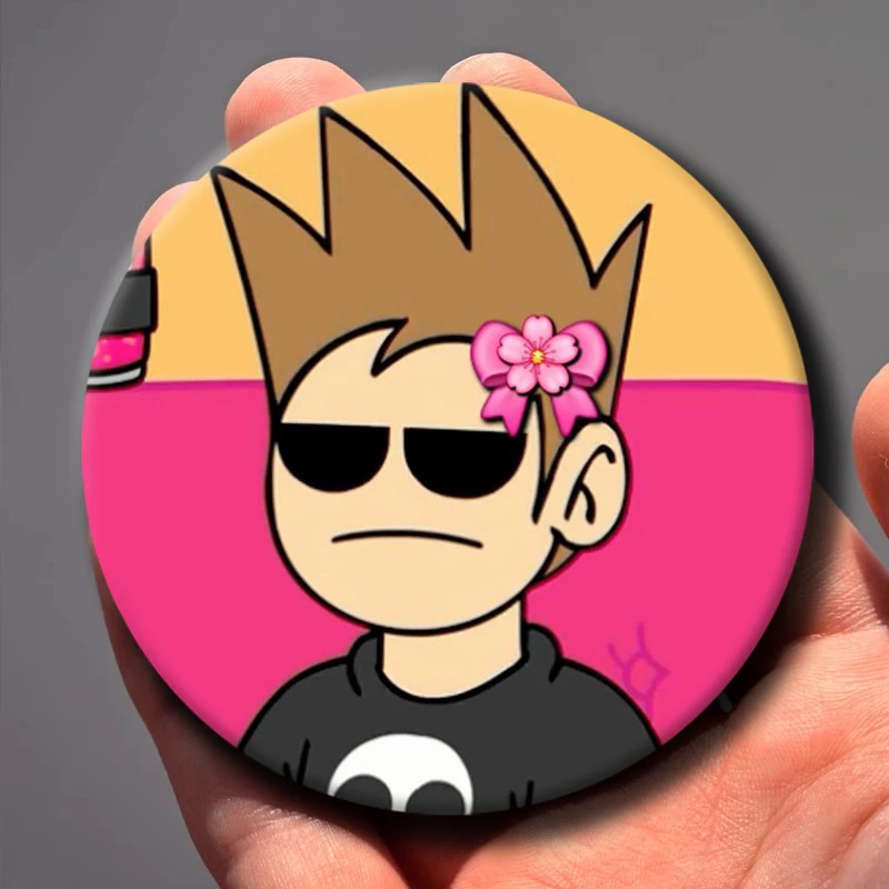 Funny Anime Eddsworld Tom Button Pins Handmade Snap-in Brooch Cartoon Cosplay Badge Backpack Clothes Decor Jewelry Accessories