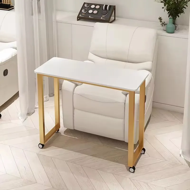 Mobile Single-Layer Nail Table with Wheels, Simple Portable Manicure Workstation, Beauty Salon Furniture