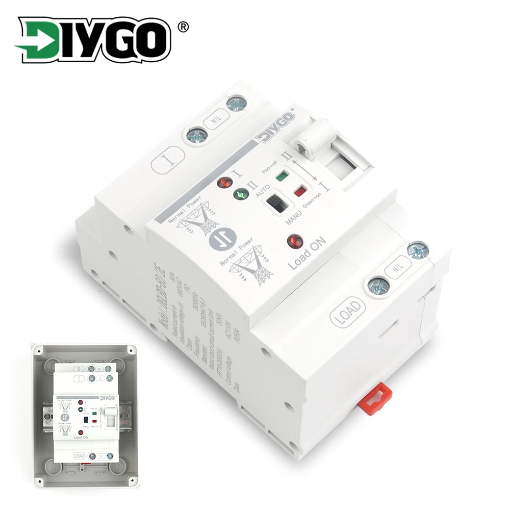 

Din Rail ATS L N 220/110V 2P 80A Small Dual Power Automatic Transfer Switch Electrical Selector Switches Uninterrupted Generator