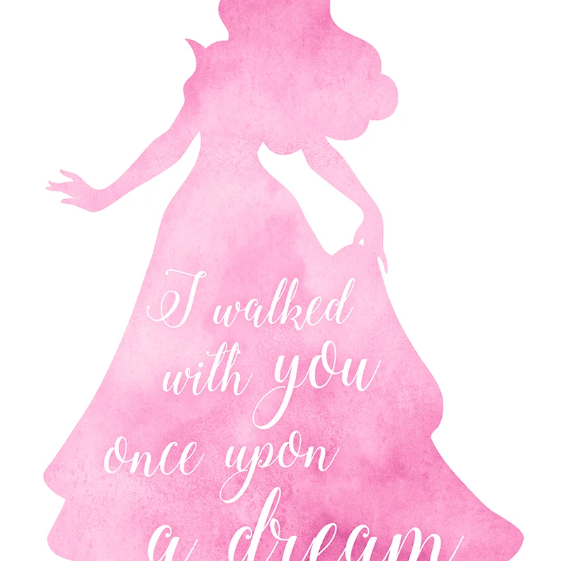 Sleeping Beauty Watercolor Print Princess Aurora Poster Girls Nursery Wall Decor Disney Quote Art Canvas Painting Kids Girl Gift