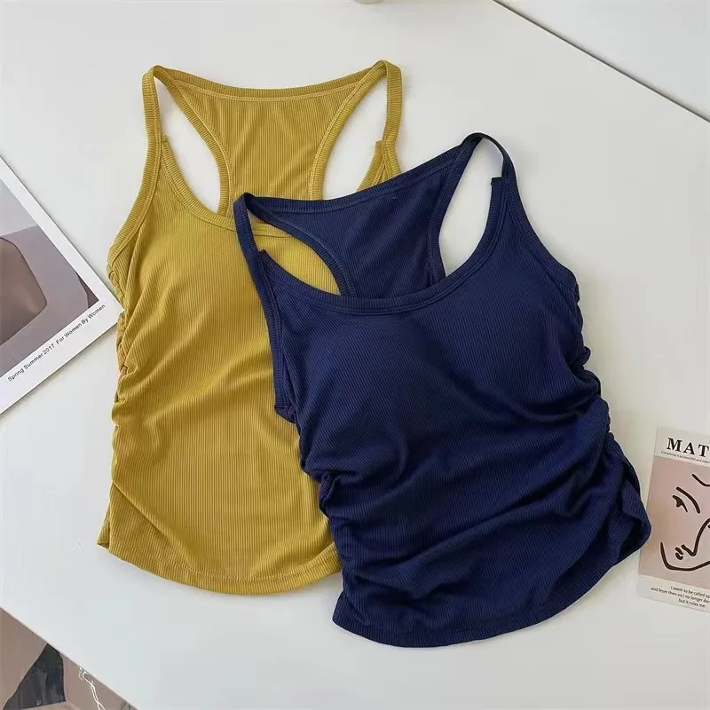 Rayon Solid Color Camisole with Chest Pad Autumn and Winter Sleeveless Bottoming Outer Slim Fit Top Drop Shipping Жилет