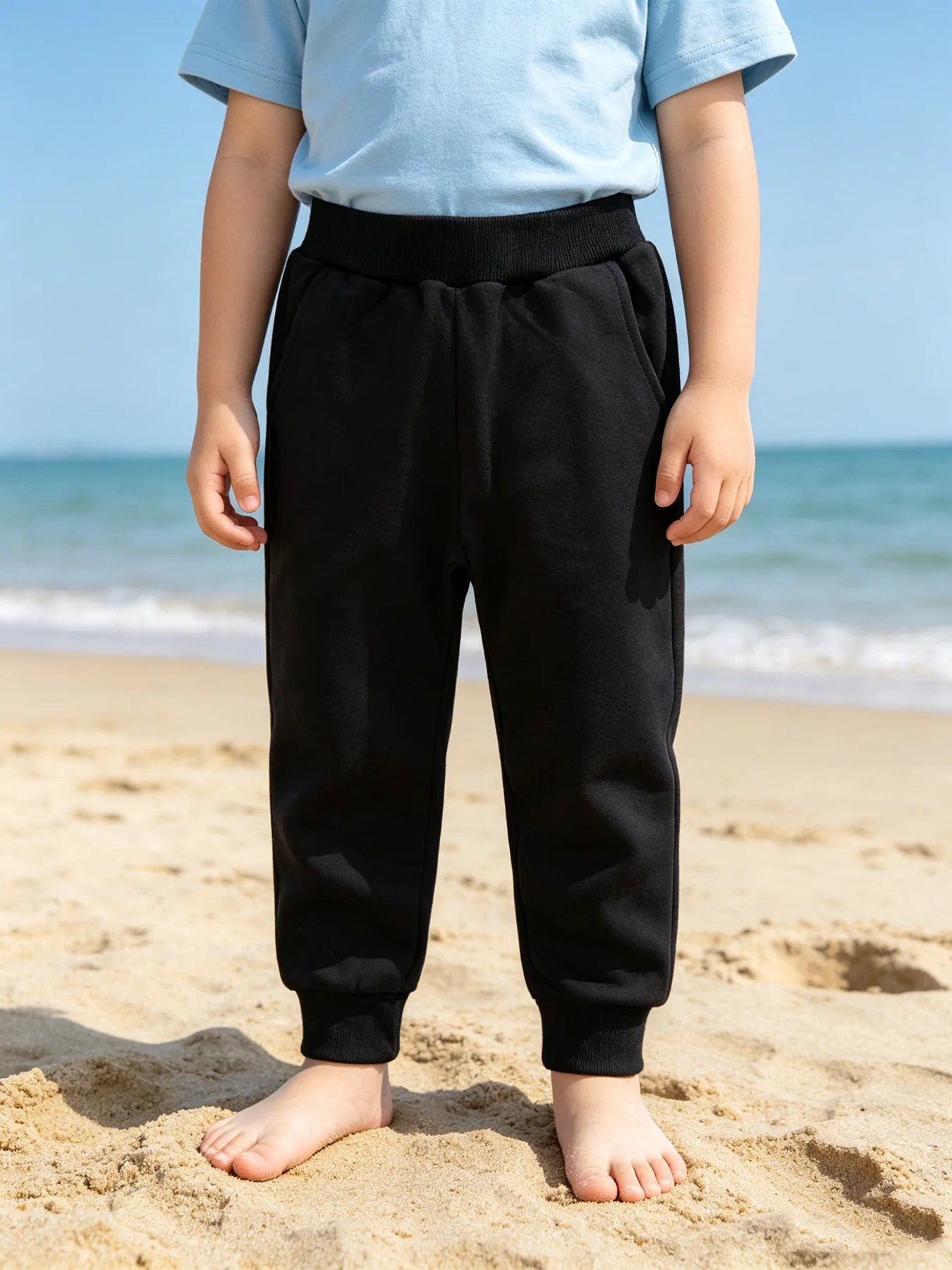 Kids Black Sweatpants, Elastic Waist Jogger Pants for Boys Girls, Casual Loose Trousers for Toddlers, Comfortable Sports Pants