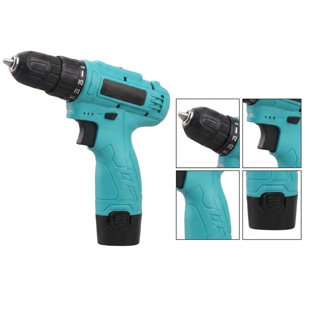 Green 12V Cordless Drill Electric Screwdriver With 25+1 Torque Dual For DIY Wood Plastic Metal Drilling Power Tool