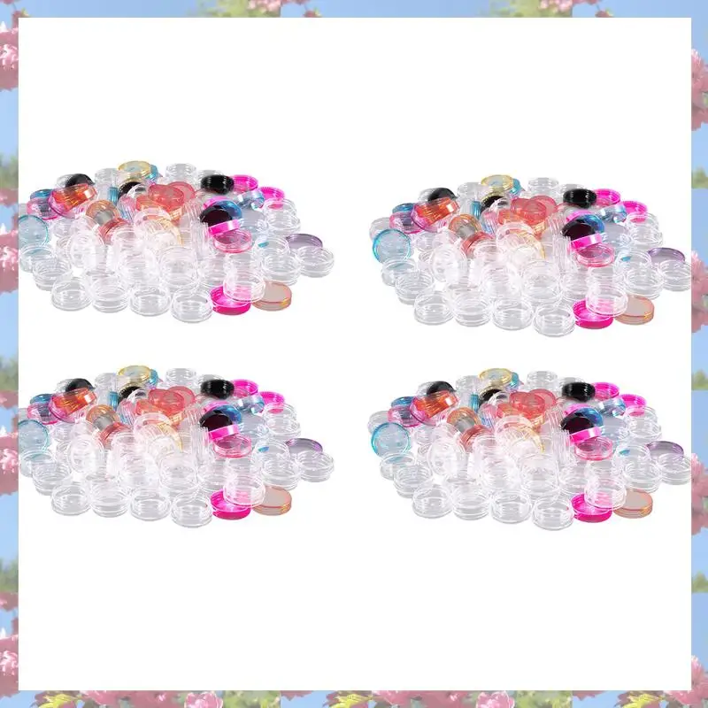 

T83C-200 Pieces Plastic Pot Jars Empty Cosmetic Container With Lid For Creams Sample Make-Up Storage, 5 G, 10 Colors