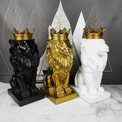 European Style Lion Head Statue Animal Figurine for Bedroom Home Decoration