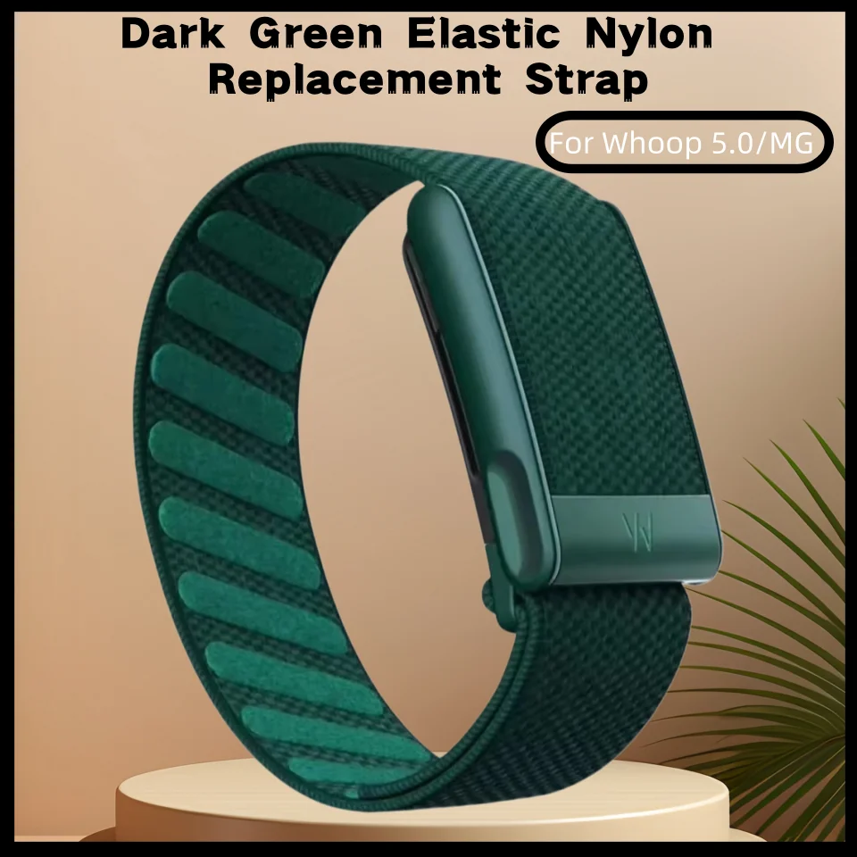 New Green Metal Frame Dark Green Elastic Nylon Strap For Whoop 5.0 / MG Breathable Outdoor Fitness Tracker Wristband