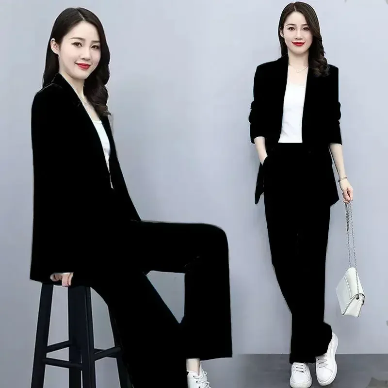 2023 Autumn New Casual Suit Jacket Pants Two-piece Women\'s FashionLoose Blazers Trousers Set Female Elegnat Professional Wear