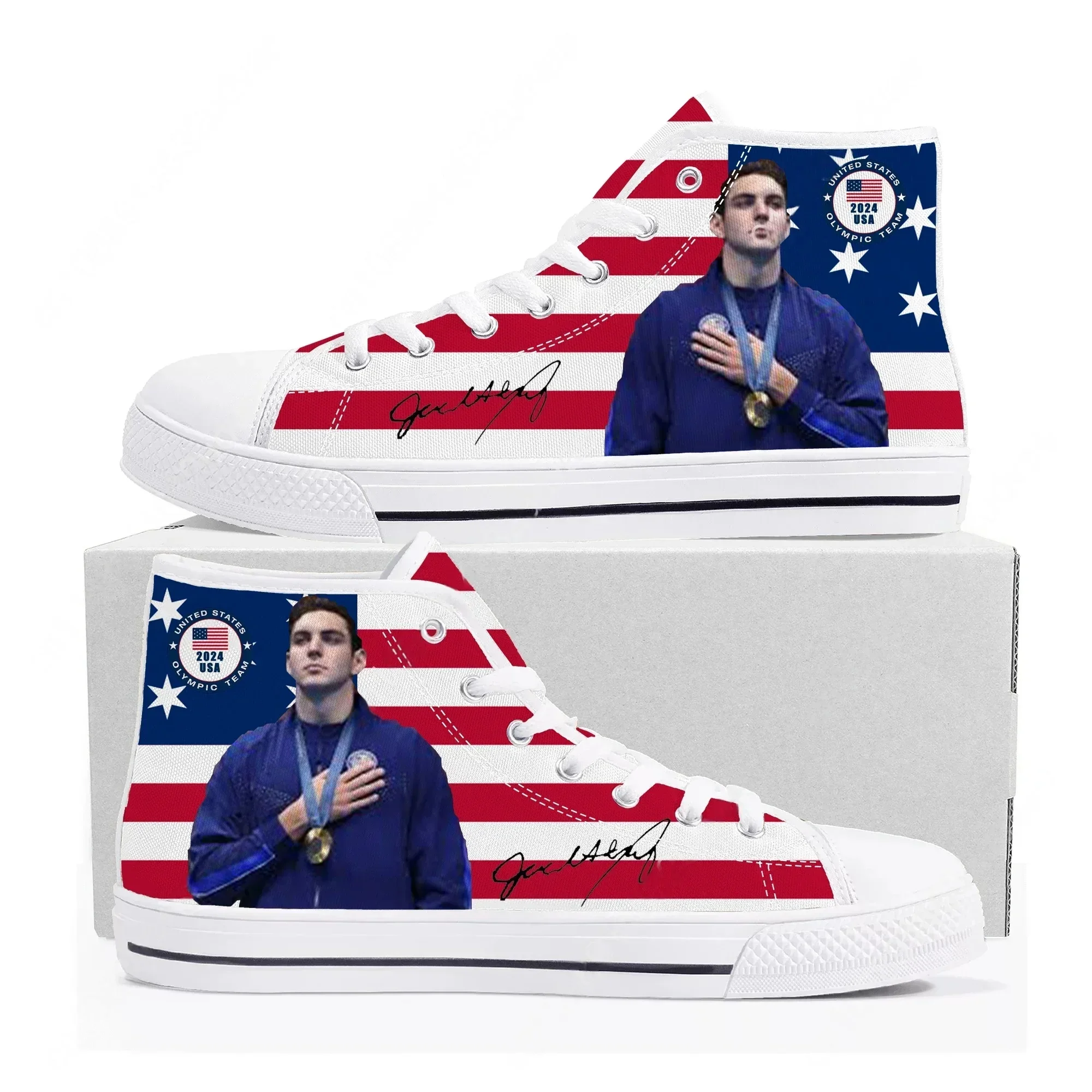 

Jack Alexy Swimming Champion High Top Shoes Mens Womens Teenager High Quality Sneakers Canvas Sneaker Couple Custom Shoe