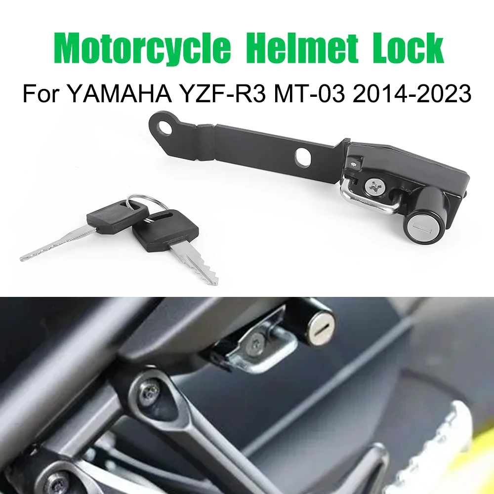

Motorcycle Helmet Lock For YAMAHA YZF-R3 MT-03 2014-2023 Mount Hook with 2 Keys Side Anti-theft Security Alloy