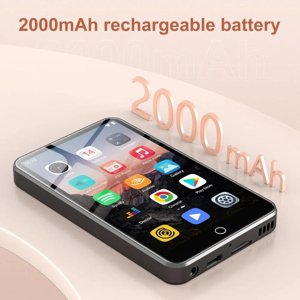 Reproductor de MP3, Bluetooth, WiFi, Spotify, Audible, 4" IPS, Navegador, Almacenamiento de 1 TB ‌