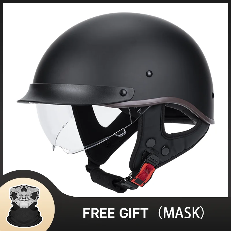 Portable Fashion Matte Black Motorcycle Helmet Motorbike Sctooer Half Helmet Safe Head Protection with DOT ECE Approved