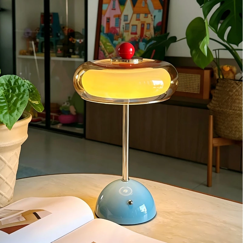 Multi‑color Vintage Flying Saucer Desk Lamp Dopamine LED Bedside Table Light For Apartment Bedroom Home Decoration Nightlight