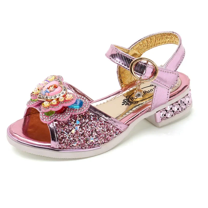 2024 New Fashion Summer Children\'s Shoes Children\'s Soft Sole Princess Shoes Girls\' Sandals Little Girls\' Rhinestone Shoes