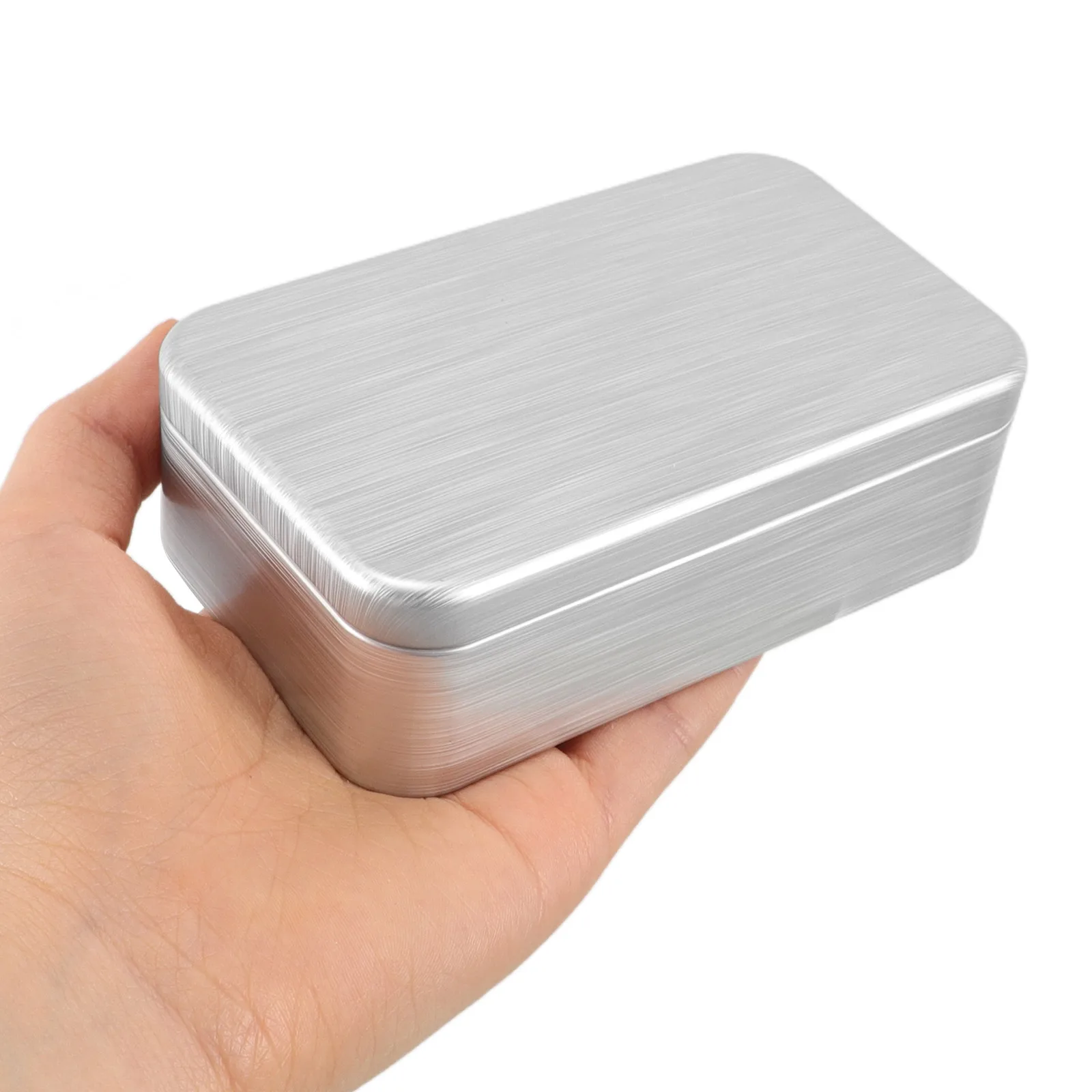 

Square Brushed Tinplate Box Small Portable Jewelry Storage Decorative Metal Container Tea Holder Organizer for Home Office Use