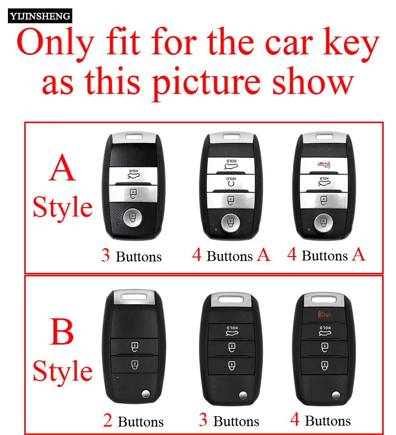 2 3 4 Buttons Zinc Alloy + Leather Car Key Case Cover For KIA Rio Rio5 Sportage Ceed Cerato K3 KX3 K4 K5 Sorento Optima Picanto