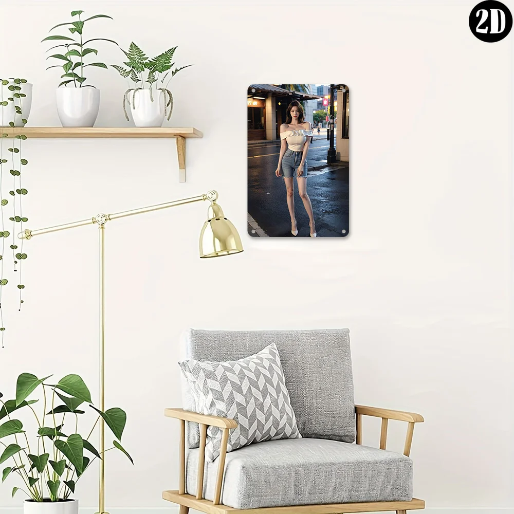 1 قطعة ريترو 1950s امرأة خمر في المطر معدن القصدير تسجيل-8x12 بوصة جدار الفن ، الثقيلة فرملس الحديد ديكور