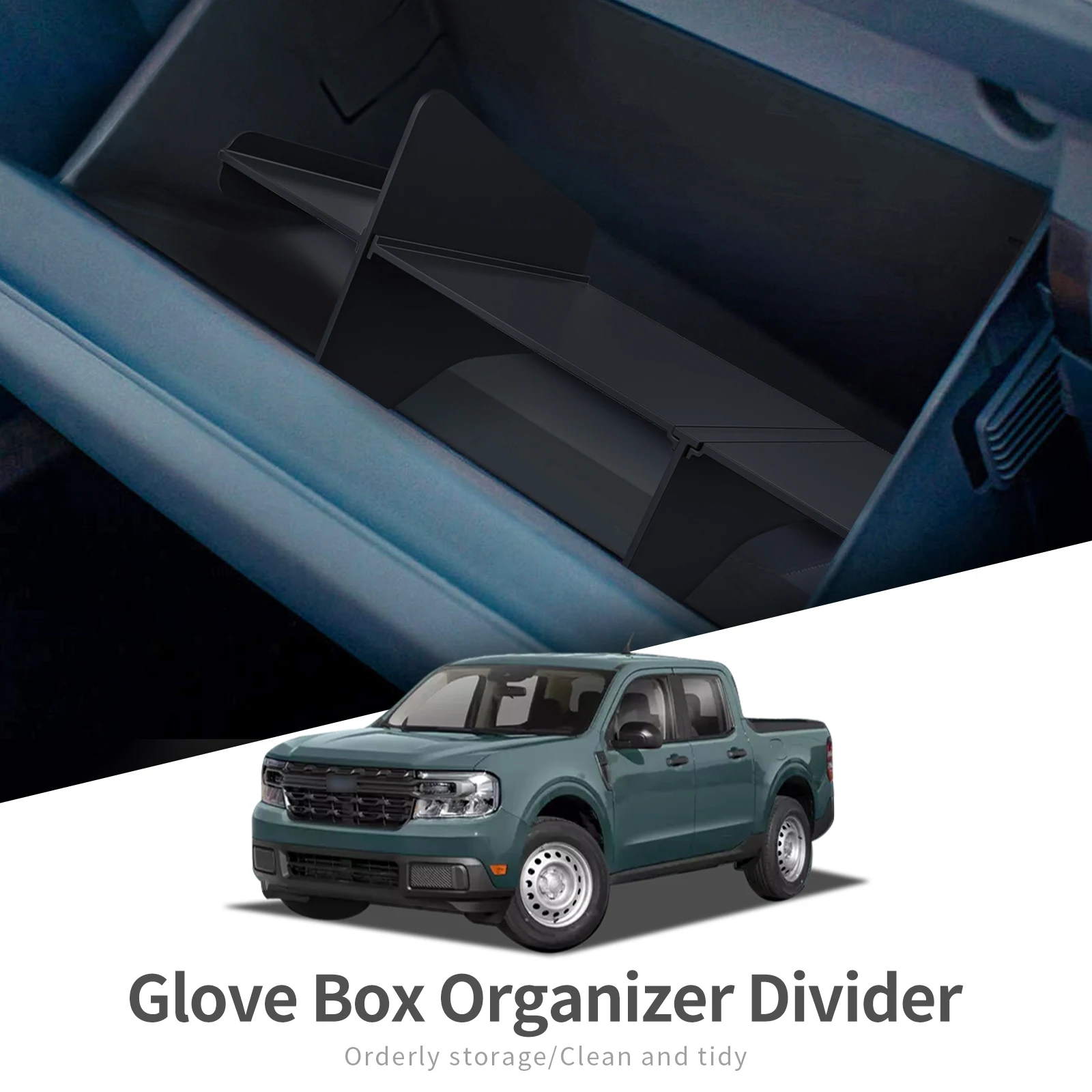 for Ford Maverick 2022-2026 Glove Box Partition Divide ABS Storage Organizer Insert Car Interior Accessories