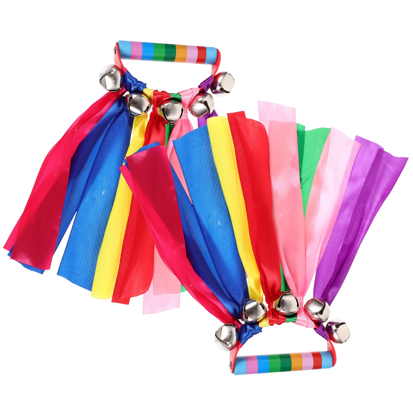 

2pcs Colorful Ribbon Dance Props Tambourines Musical Instruments Tambourines Plaything Kids Shaping Toy