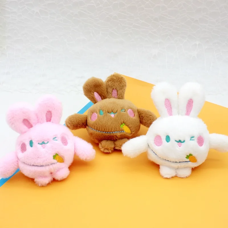 New cute little rabbit loves to eat radish pendant plush toy creative naughty doll bag  decorate funny keychain birthday gift