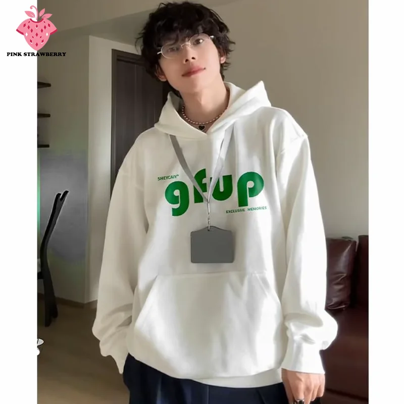 

Autumn 2025 New White hoodie Men Women American Street Fashion Letter Print Long Sleeve Coat Y2K Top Youth Men Warm Sweatshirt