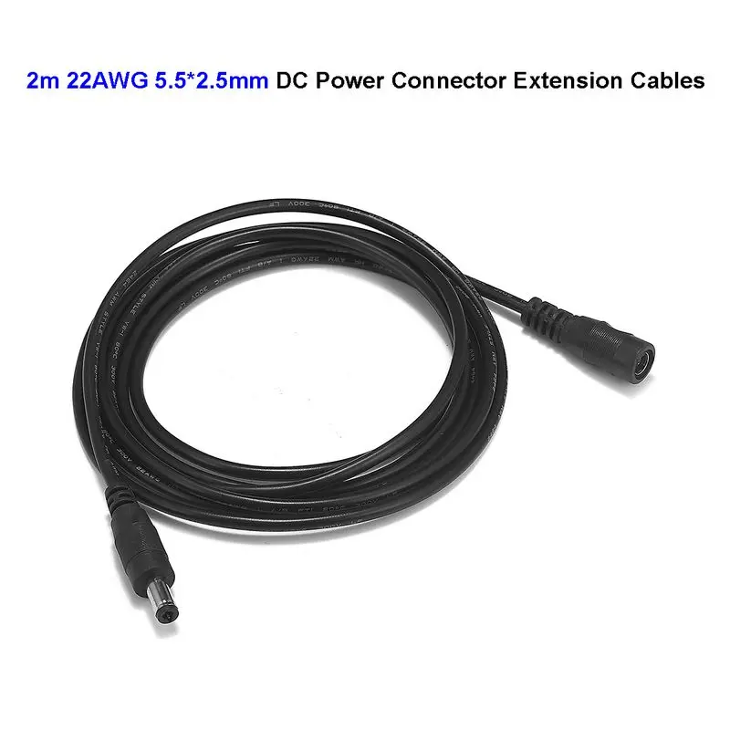 Cable de extensión de alimentación CC, conector Jack de 5,5mm, 2,5mm, 5V, 12V, 0,5 m, 1m, 1,5 m, 2m, 3m, Cable de cobre para adaptador de corriente CA, tira de luz LED