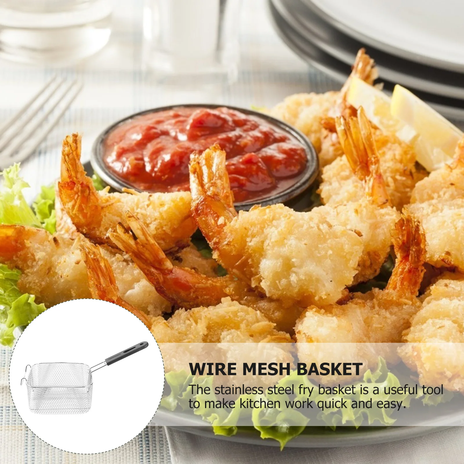 

Stainless Steel Fry Basket Heavy Duty Wire Mesh Strainer Long Handle For Deep Frying French Fries Chicken Cooking Tool