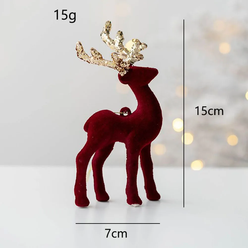 Simulation Reindeer Glittering Christmas Deer Elk Decorations Xmas Tree Hanging Ornaments Home Party Desktop Craft Decor