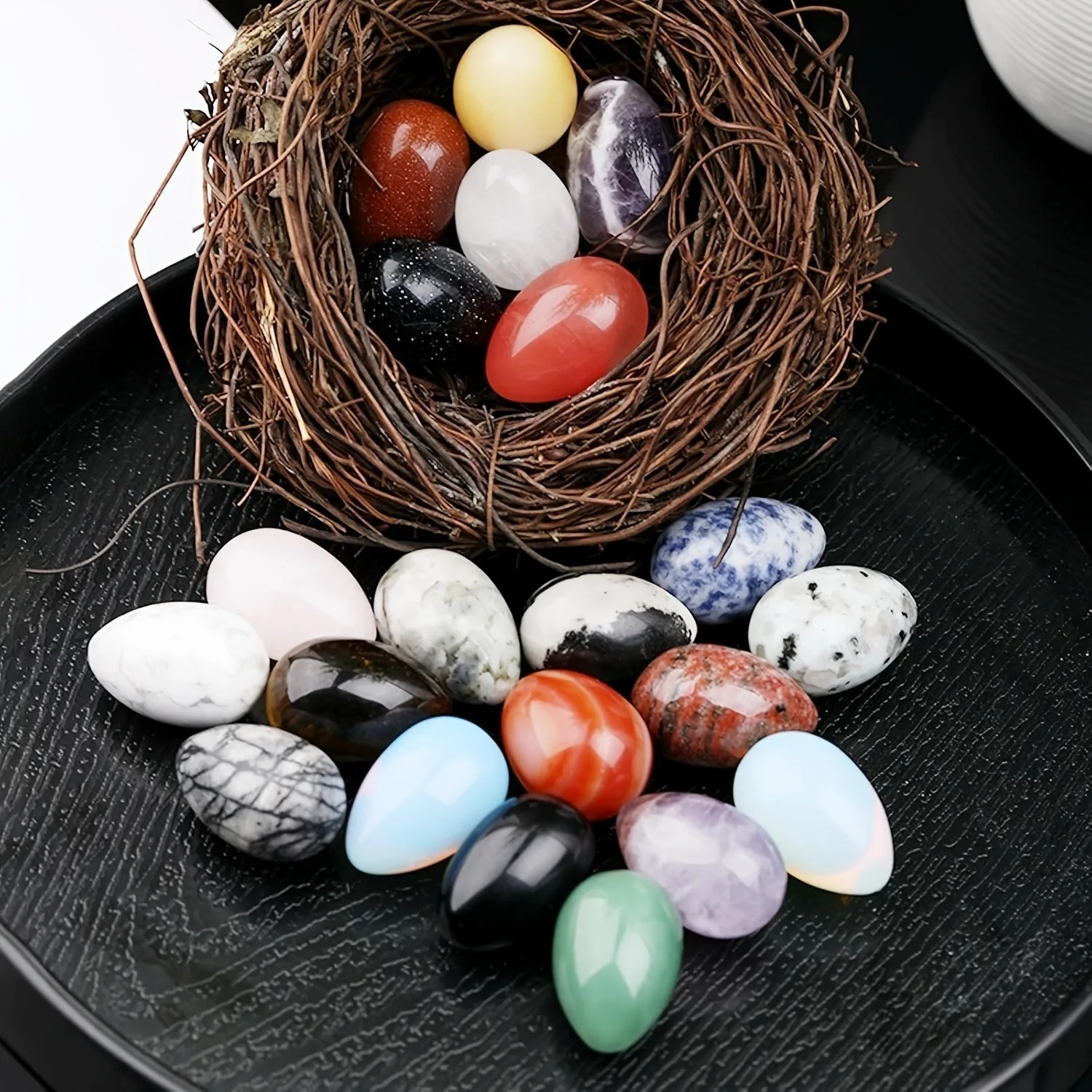 10/20/30 PCS Crystal Egg Stones, Polished Natural Crystal Egg Stones Chakra Balancing, Desktop Ornaments, Aquarium Decor