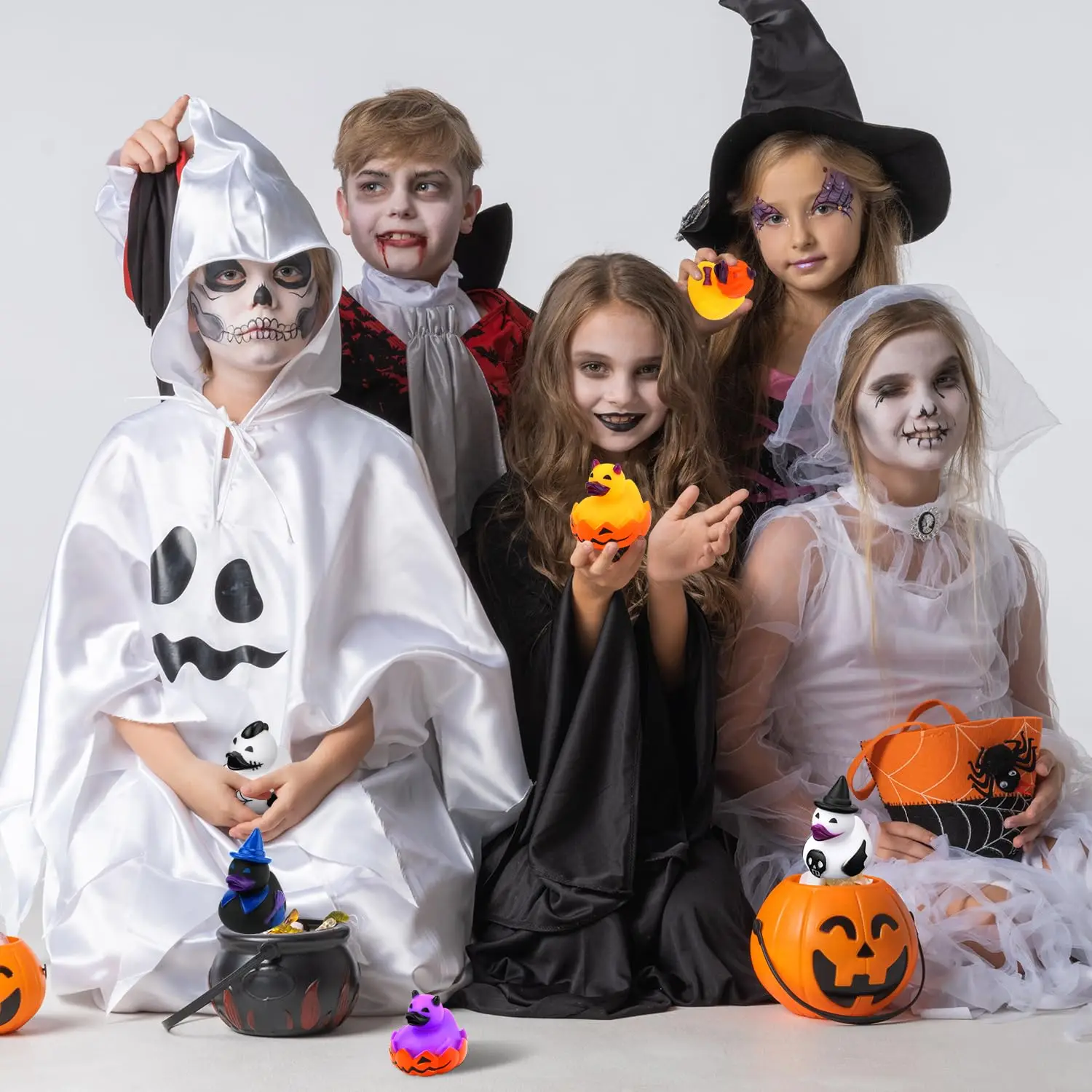 12/15/20 szt. Gumowa kaczka na Halloween, gumowa kaczka zabawka kaczuszka zabawna gumowa słodka kaczka z motywem Halloween zabawka dla dziecka impreza z okazji Halloween dekoracja