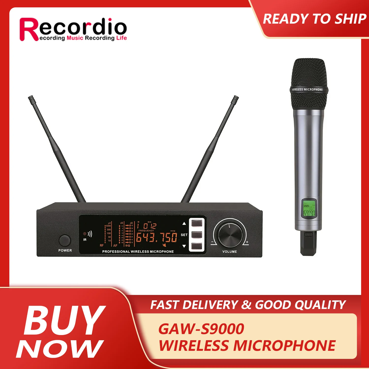 GAW-S9000 Wireless Handhold Lavalier Headset Microphone Professional On Stage Wireless Microphone System Good Quality