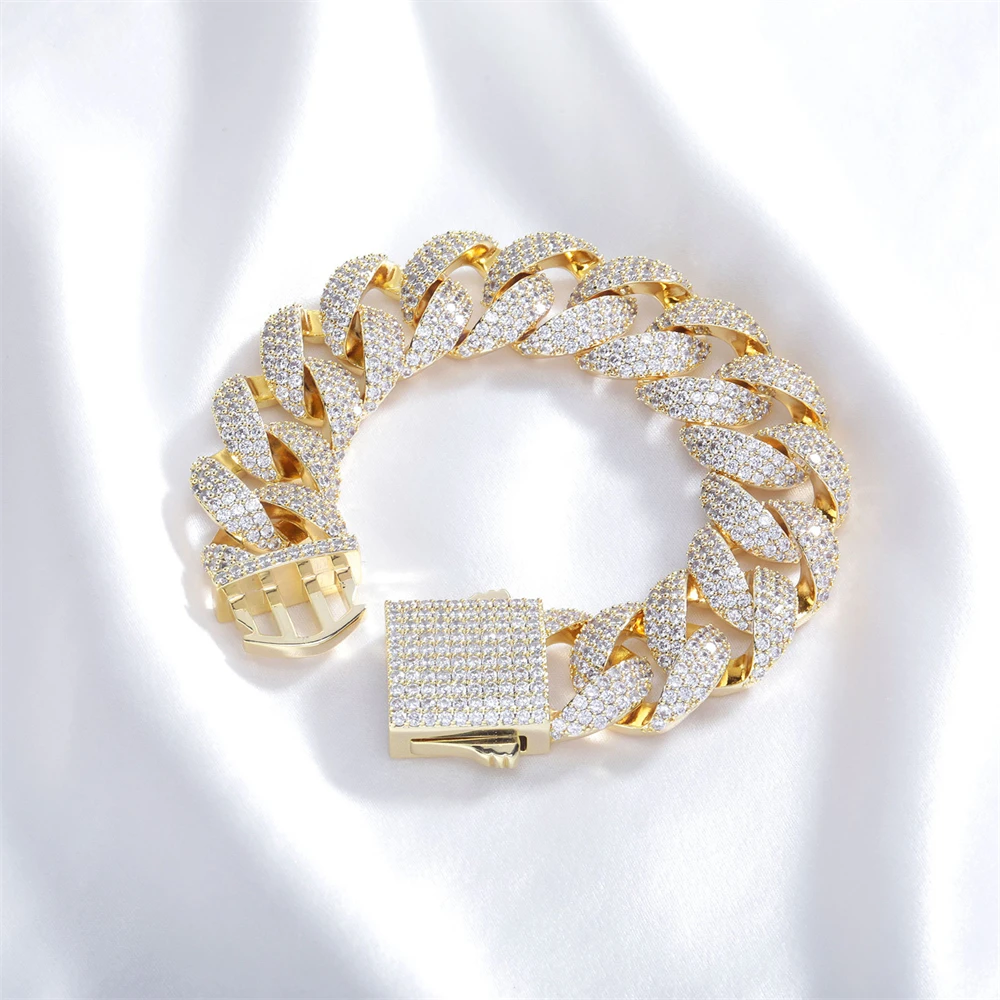 

Золотая кубинская цепочка с бриллиантами, стильный стиль хип-хоп, уникальный браслет унисекс.