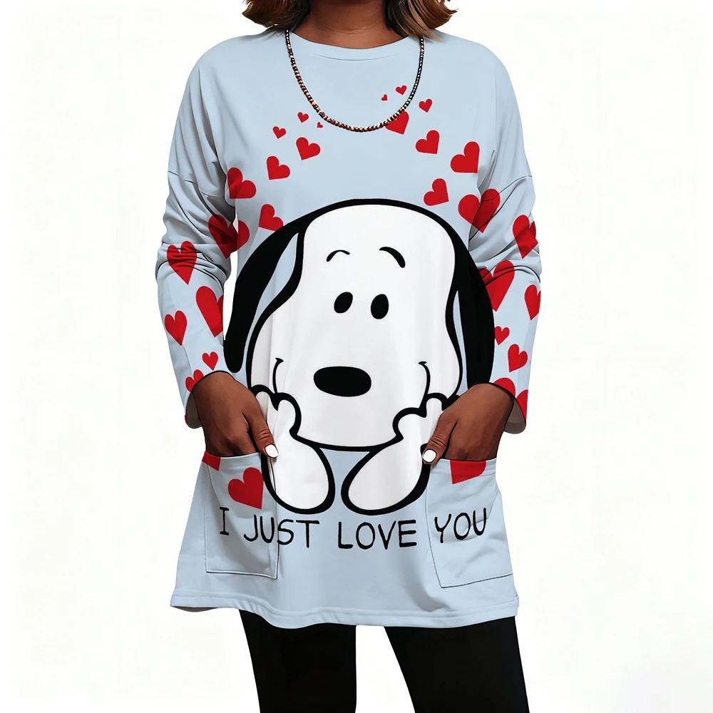 

Snoopy print Fashion New Long Sleeve T-Shirt Women'S Long Sleeve Printed Top Autumn And Winter Casual Large Size Long Sleeve