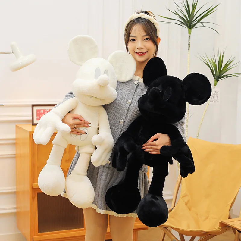 60/80 cm Disney grande peluche di Topolino in bianco e nero scuro bambola di Topolino ragazza cuscino regalo di San Valentino