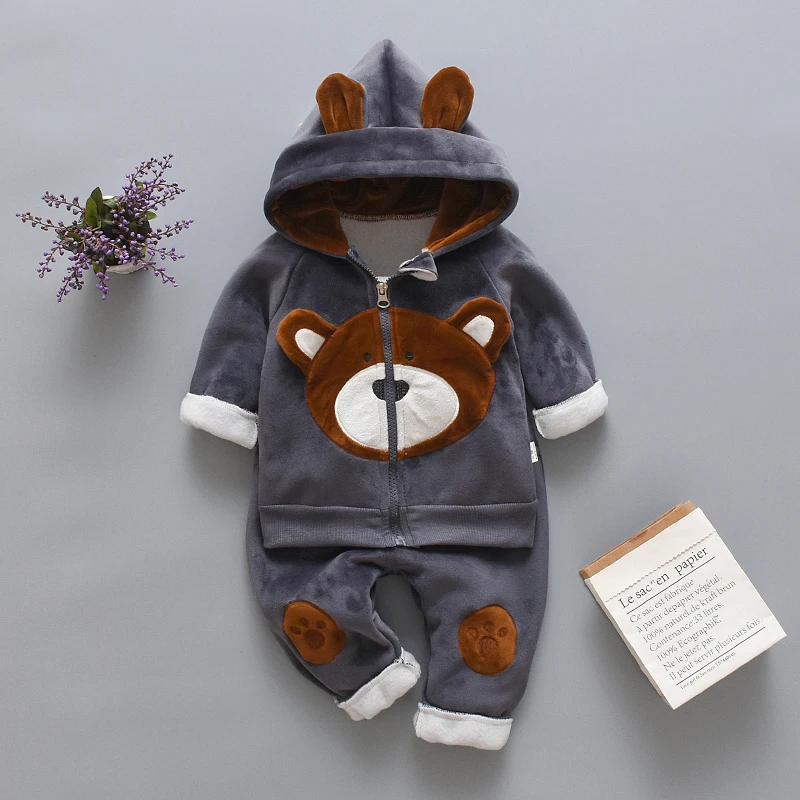 Kinder Mädchen Fleece-Gefütterter Plüsch-Teddybär-Hoodie Bärenpfoten-Hosenanzug Kinder Warmer Winteranzug 80-120 – Detail 2